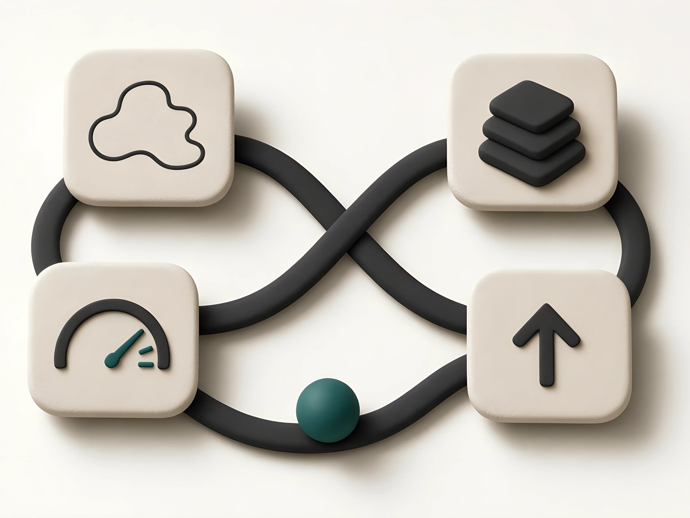 Illustration of four step tiles linked in a continuous loop